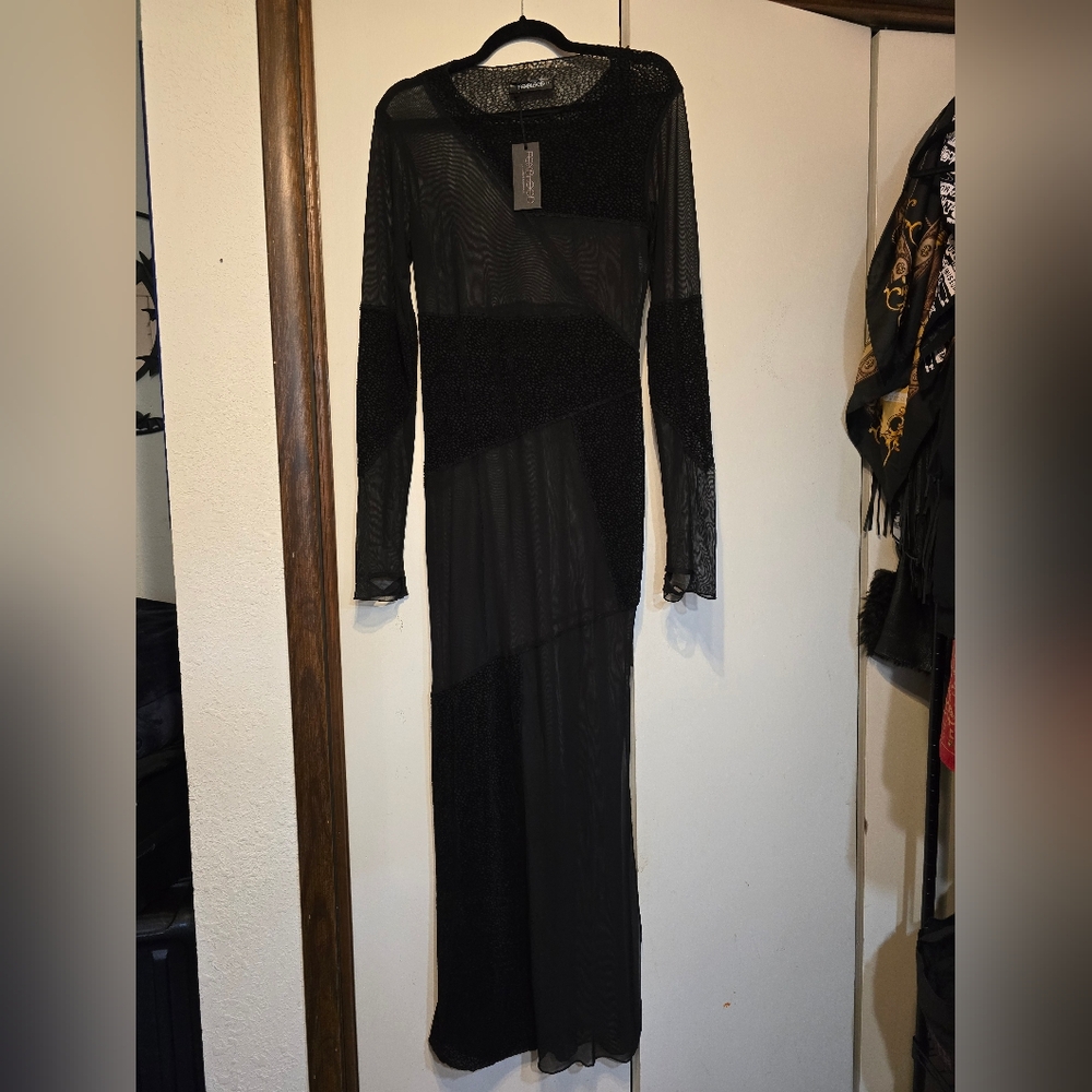 Foxblood NWT Sally L Black Sheer Maxi Dress